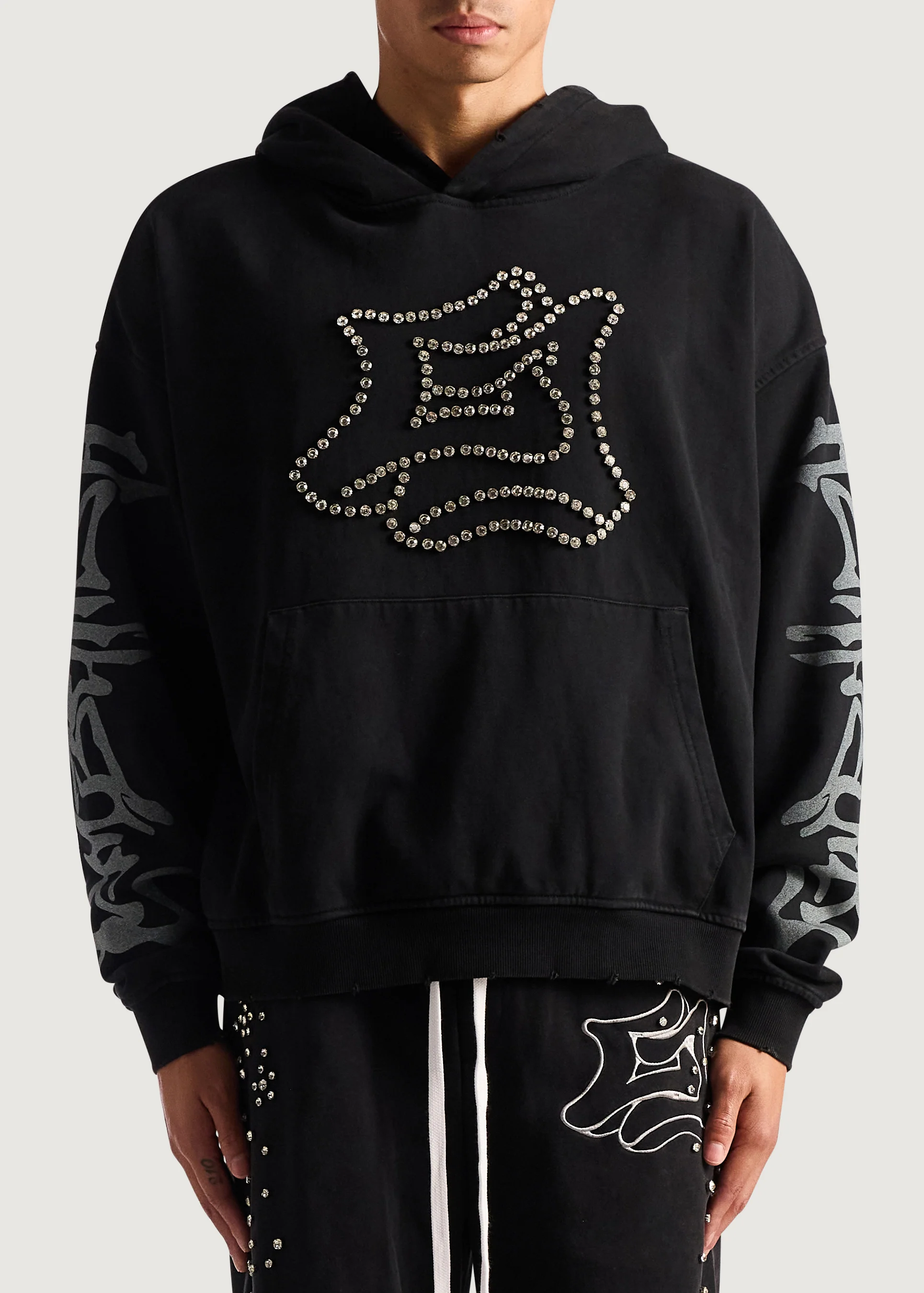 E Stud Hoodie (Black) - Image 3