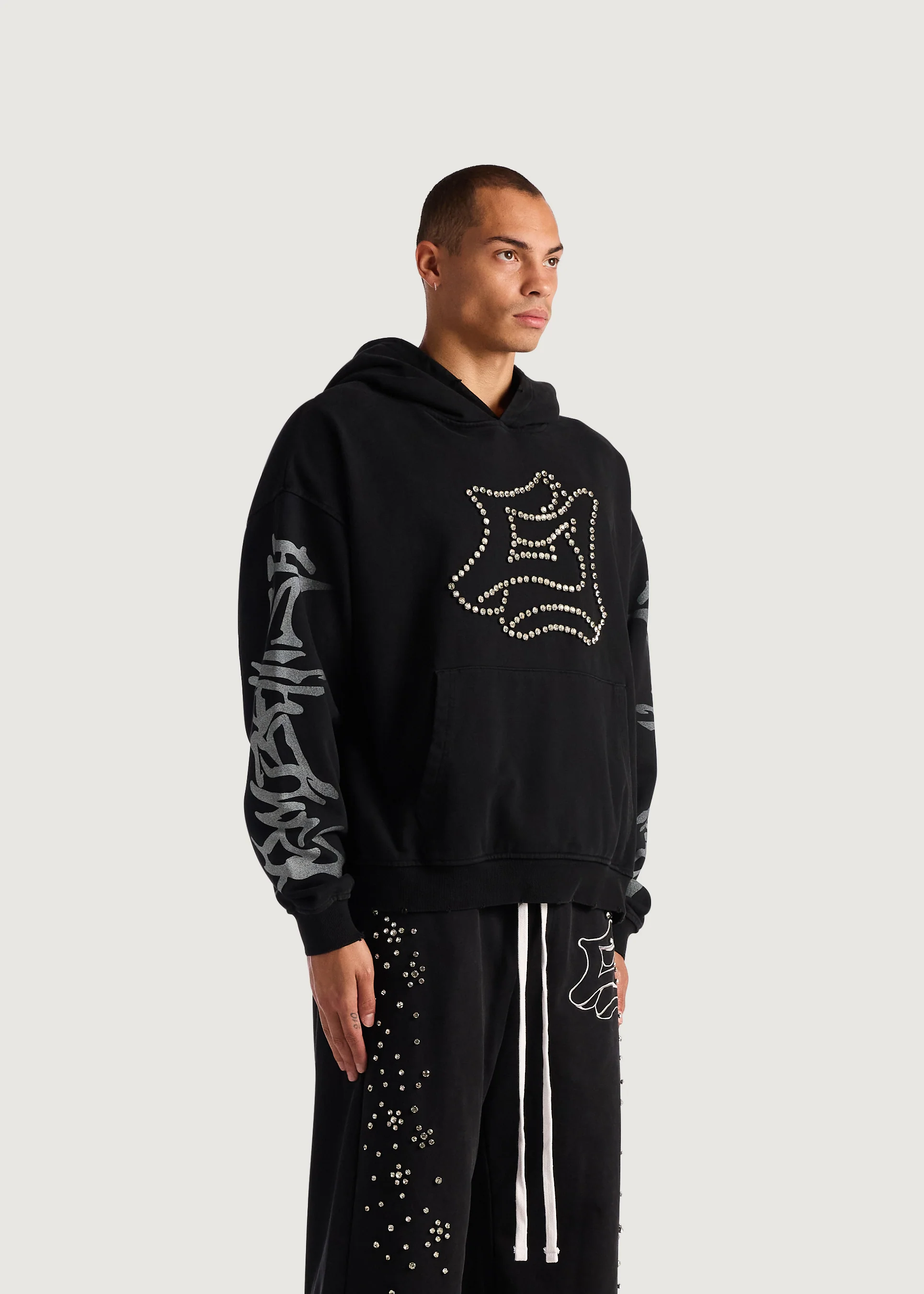 E Stud Hoodie (Black) - Image 4