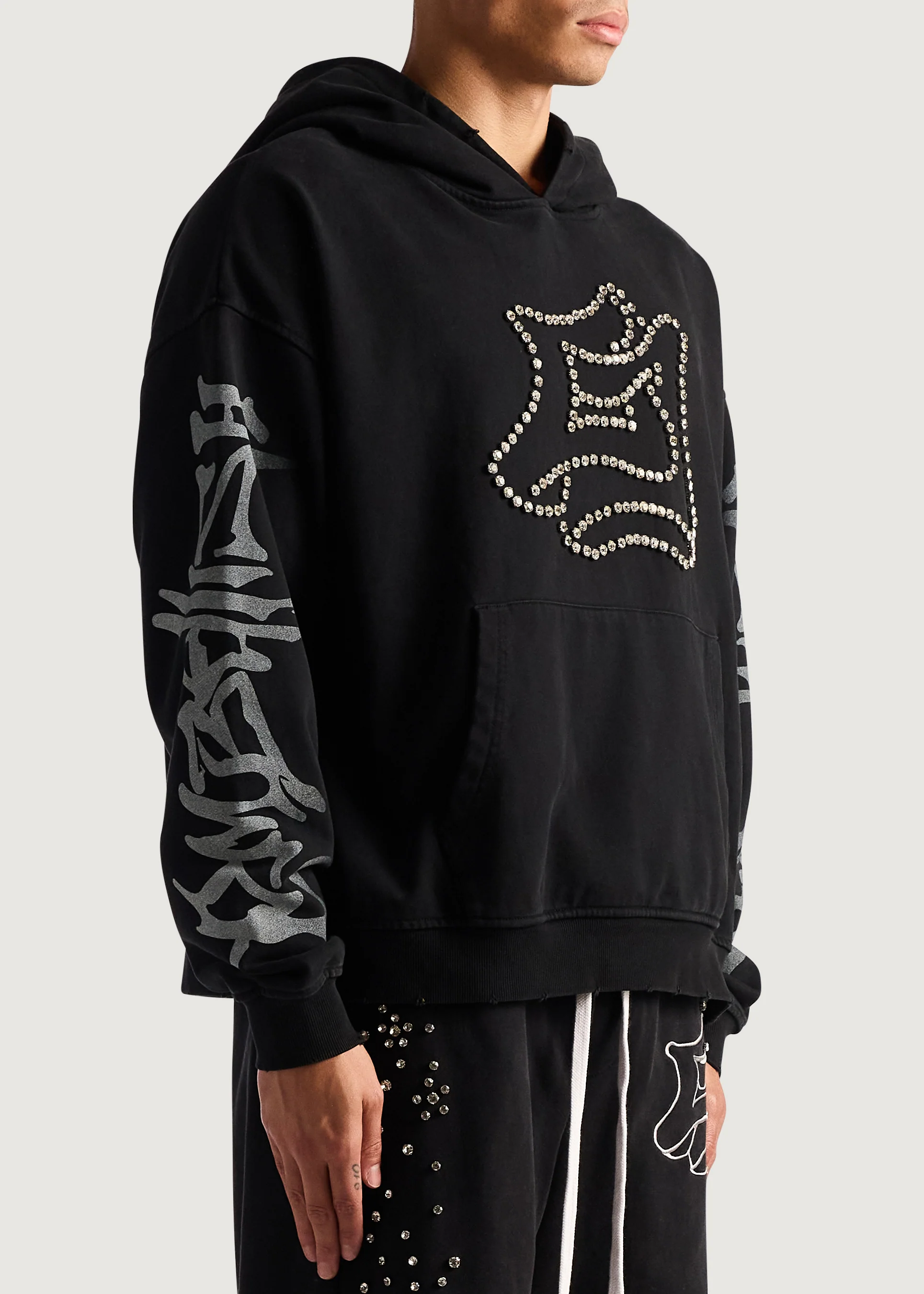 E Stud Hoodie (Black) - Image 5