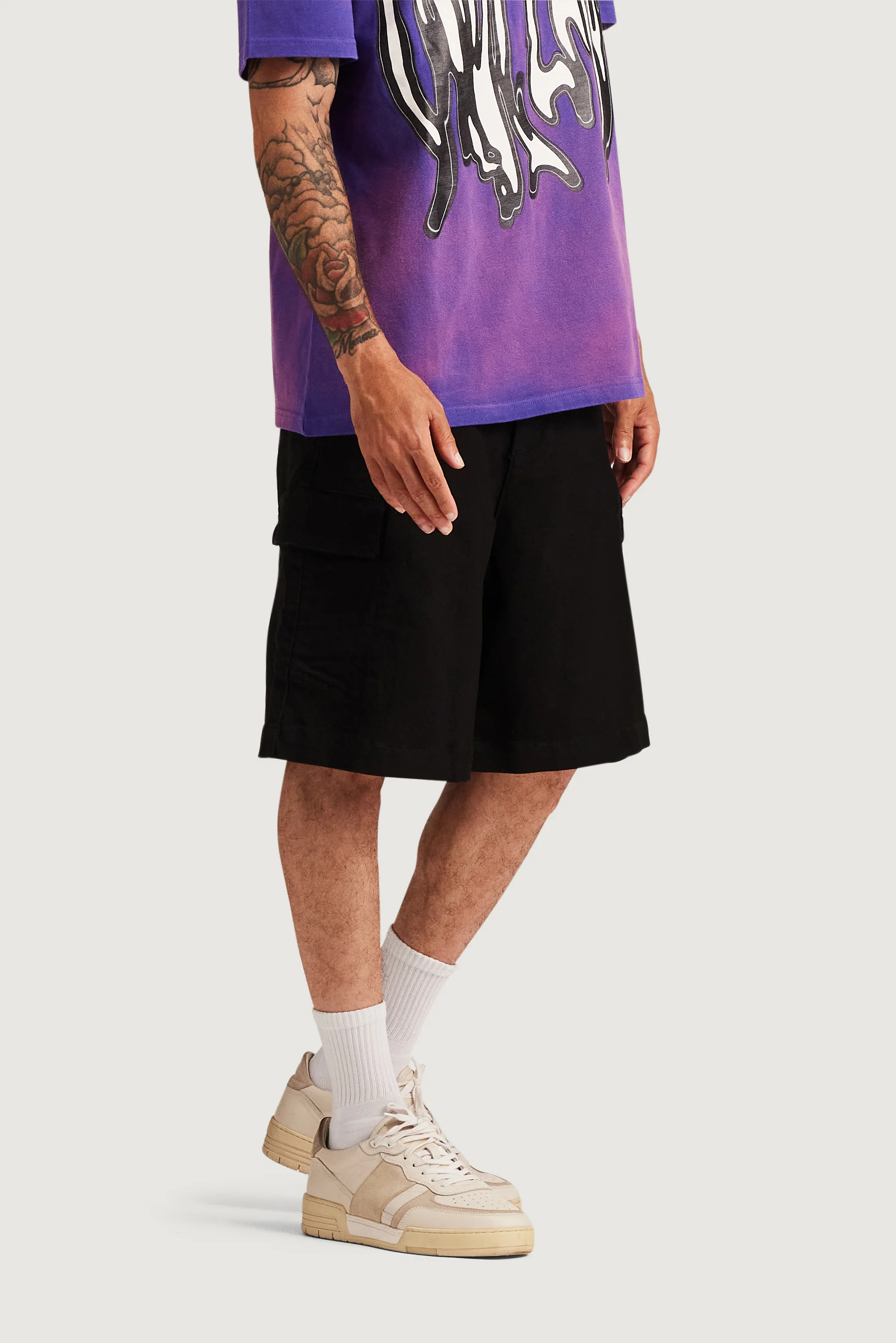 General Cargo Denim Shorts (Black) - Image 4