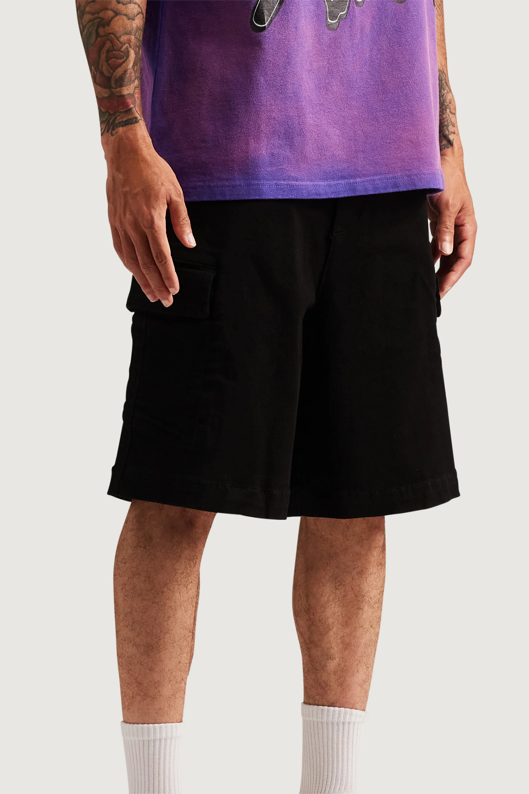 General Cargo Denim Shorts (Black) - Image 5