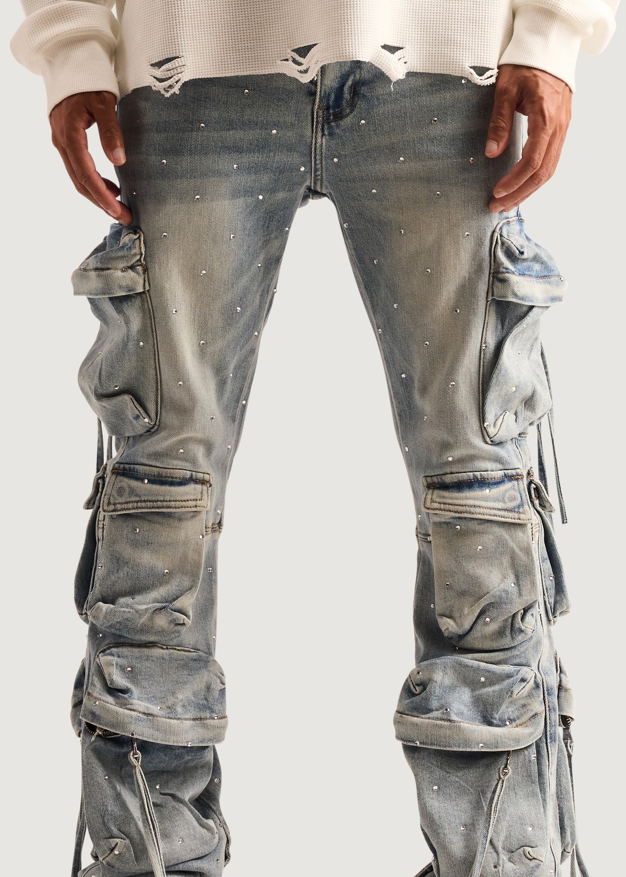 Hawk Cargo Flare Denim (Iced Blue) - Image 3