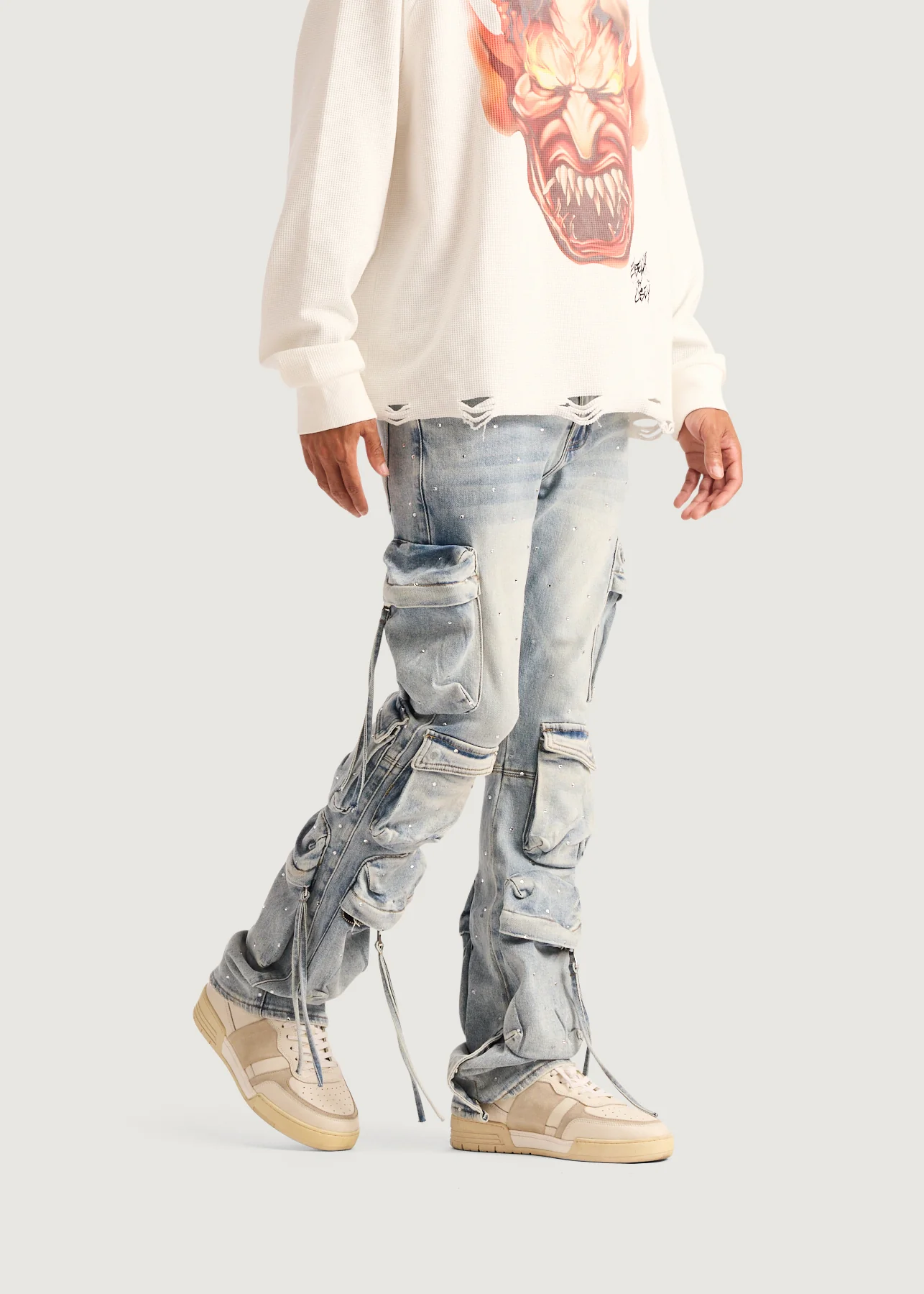 Hawk Cargo Flare Denim (Iced Blue) - Image 4