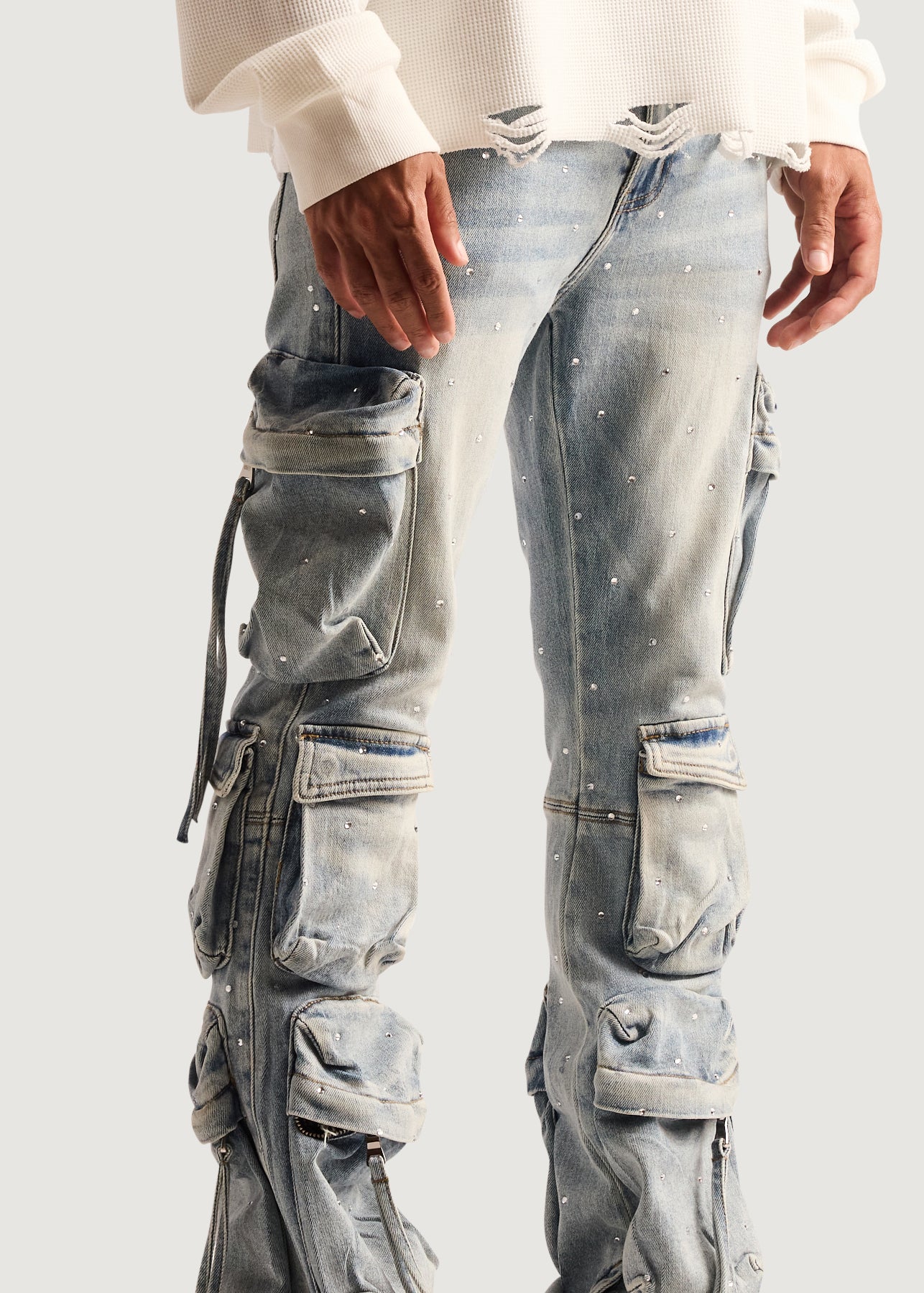 Hawk Cargo Flare Denim (Iced Blue) - Image 5