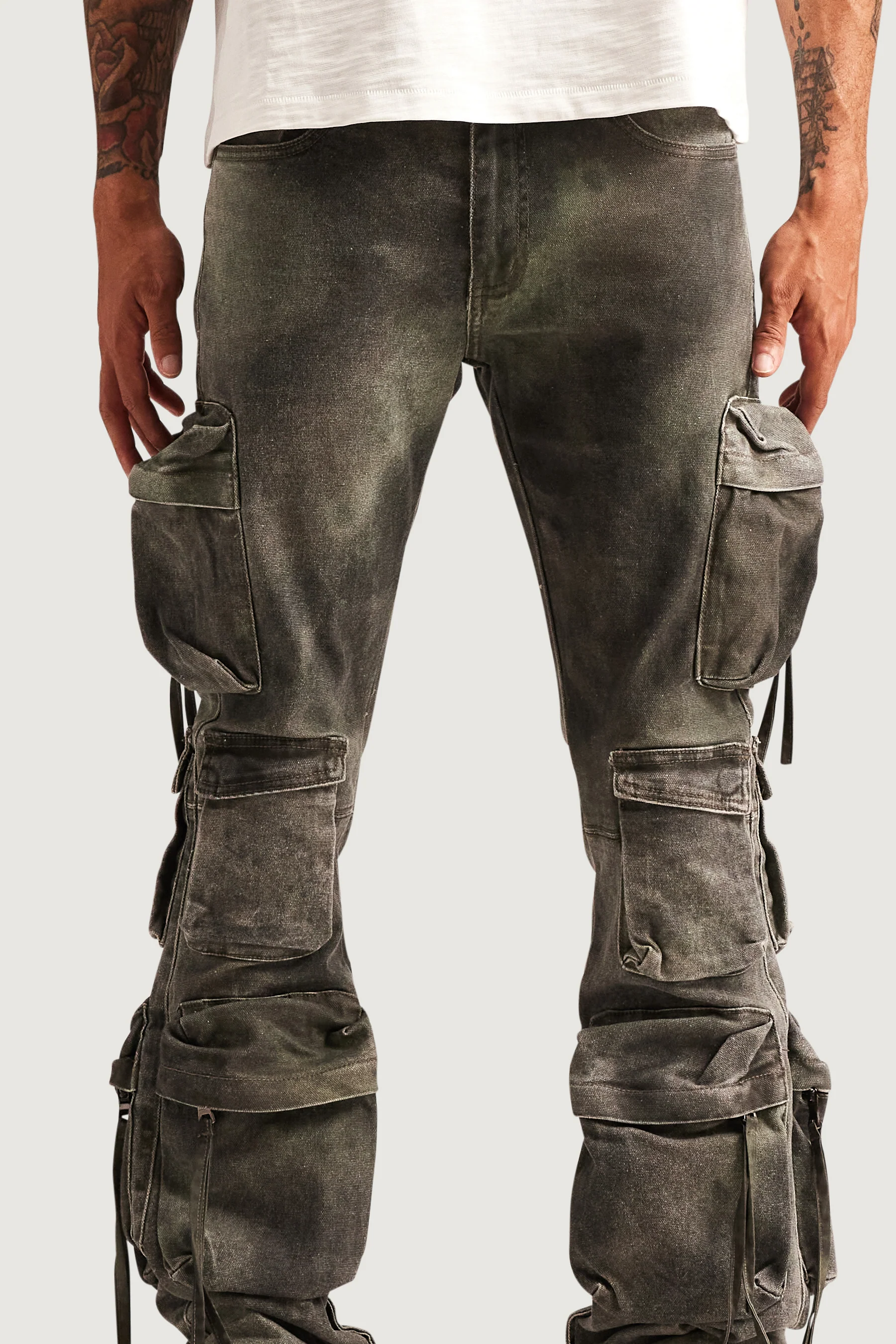 Hawk Cargo Flare Denim (Washed Jade) - Image 3