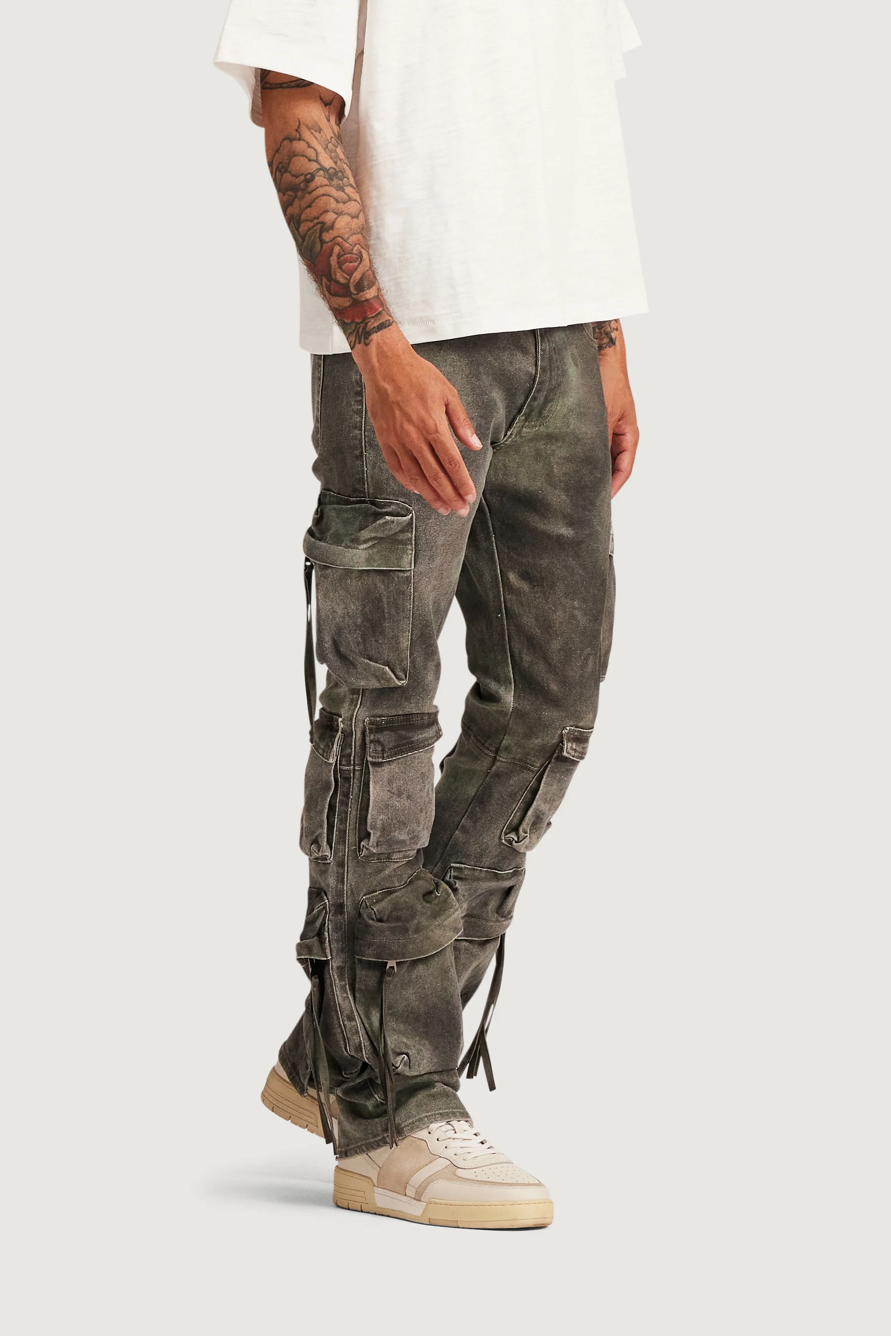 Hawk Cargo Flare Denim (Washed Jade) - Image 4