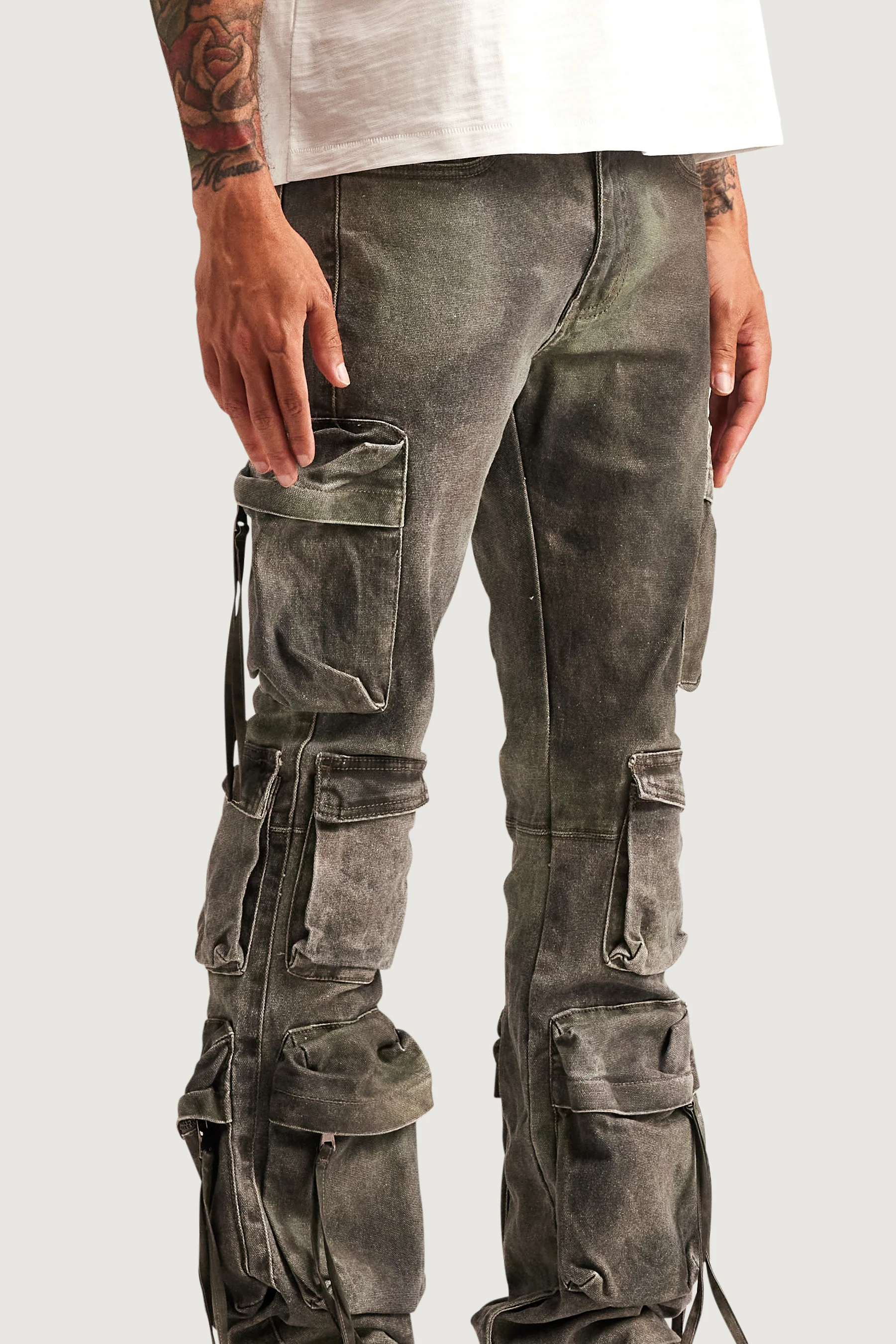 Hawk Cargo Flare Denim (Washed Jade) - Image 5