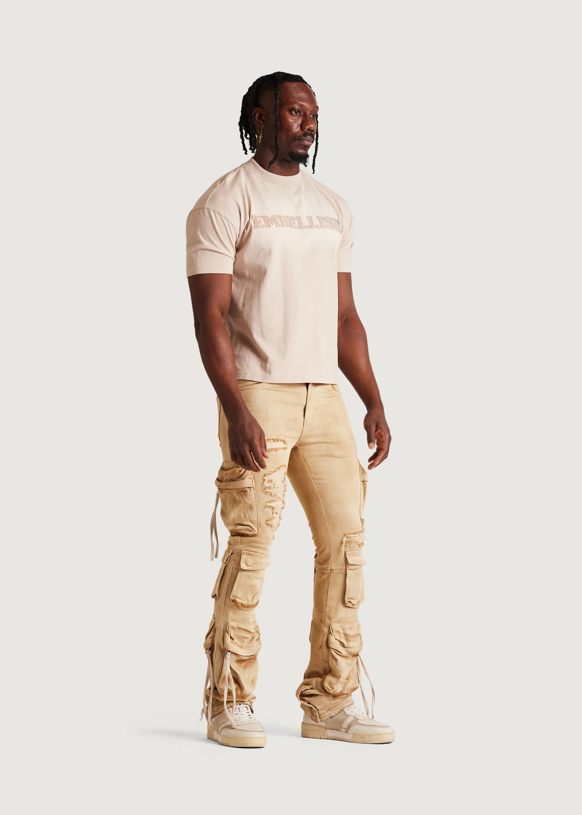 Hawk Flare Cargo Denim (Washed Tan) - Image 4