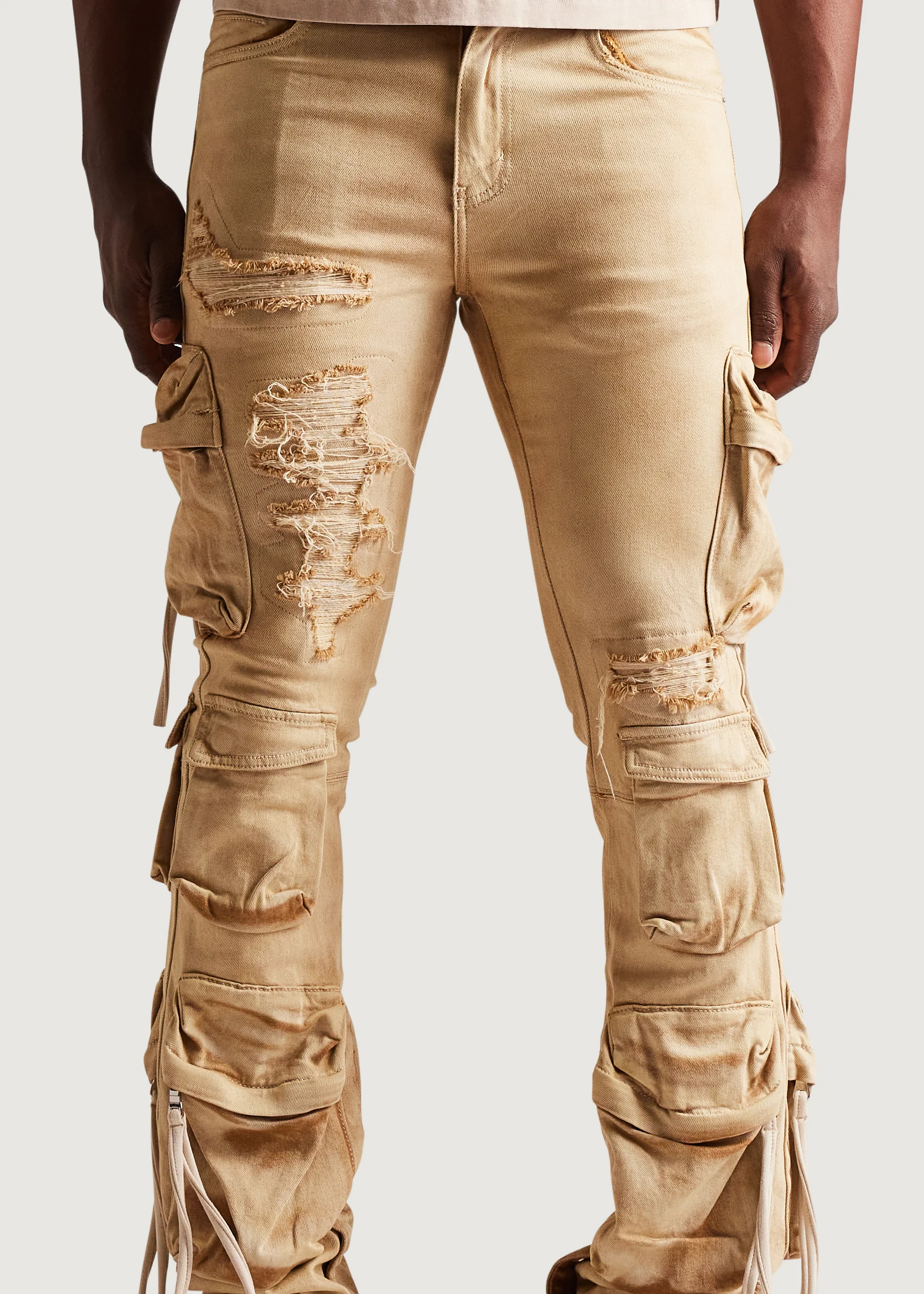 Hawk Flare Cargo Denim (Washed Tan) - Image 5