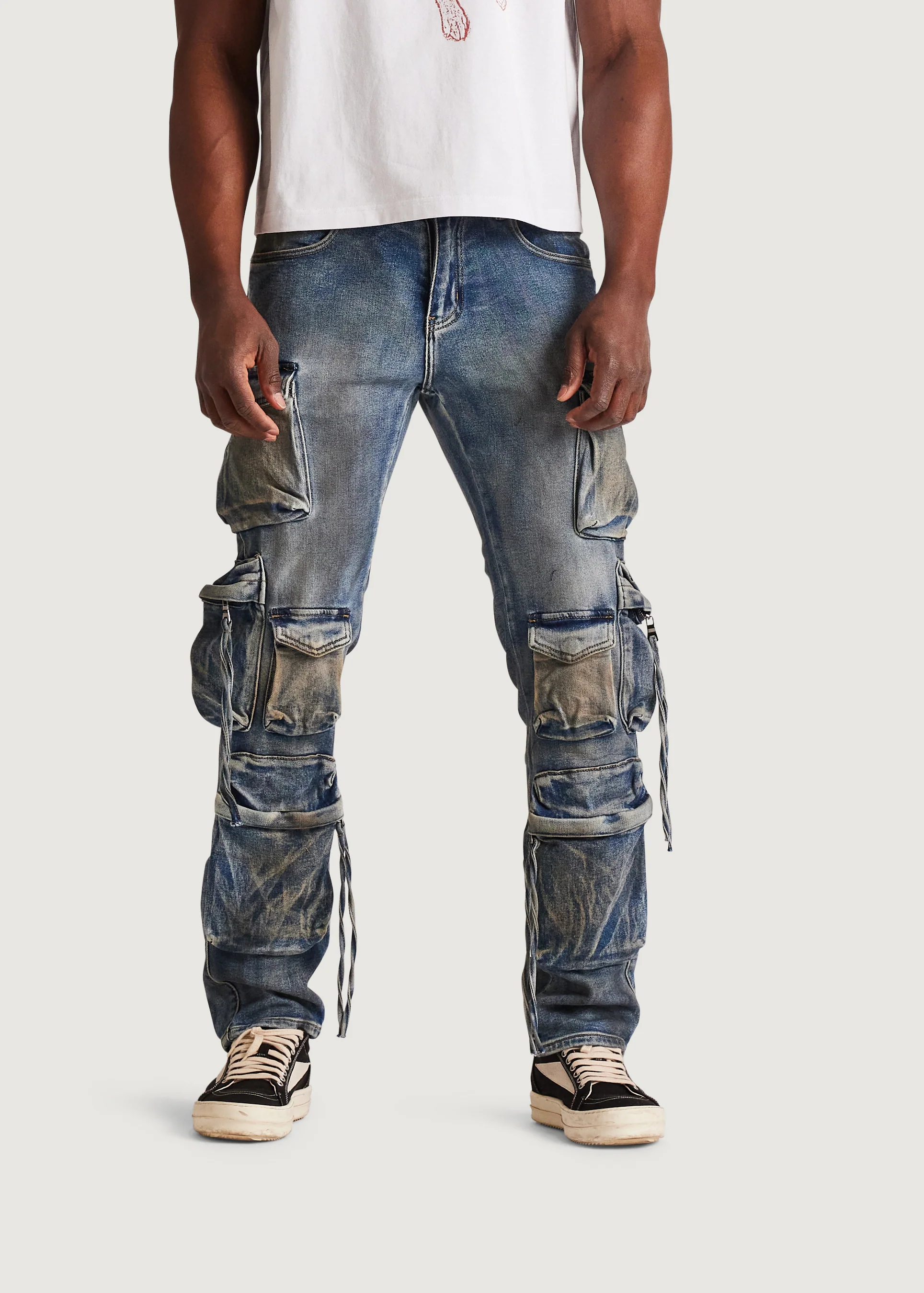 Squadron Slim Straight Cargo Denim (Dirty Indigo) - Image 3