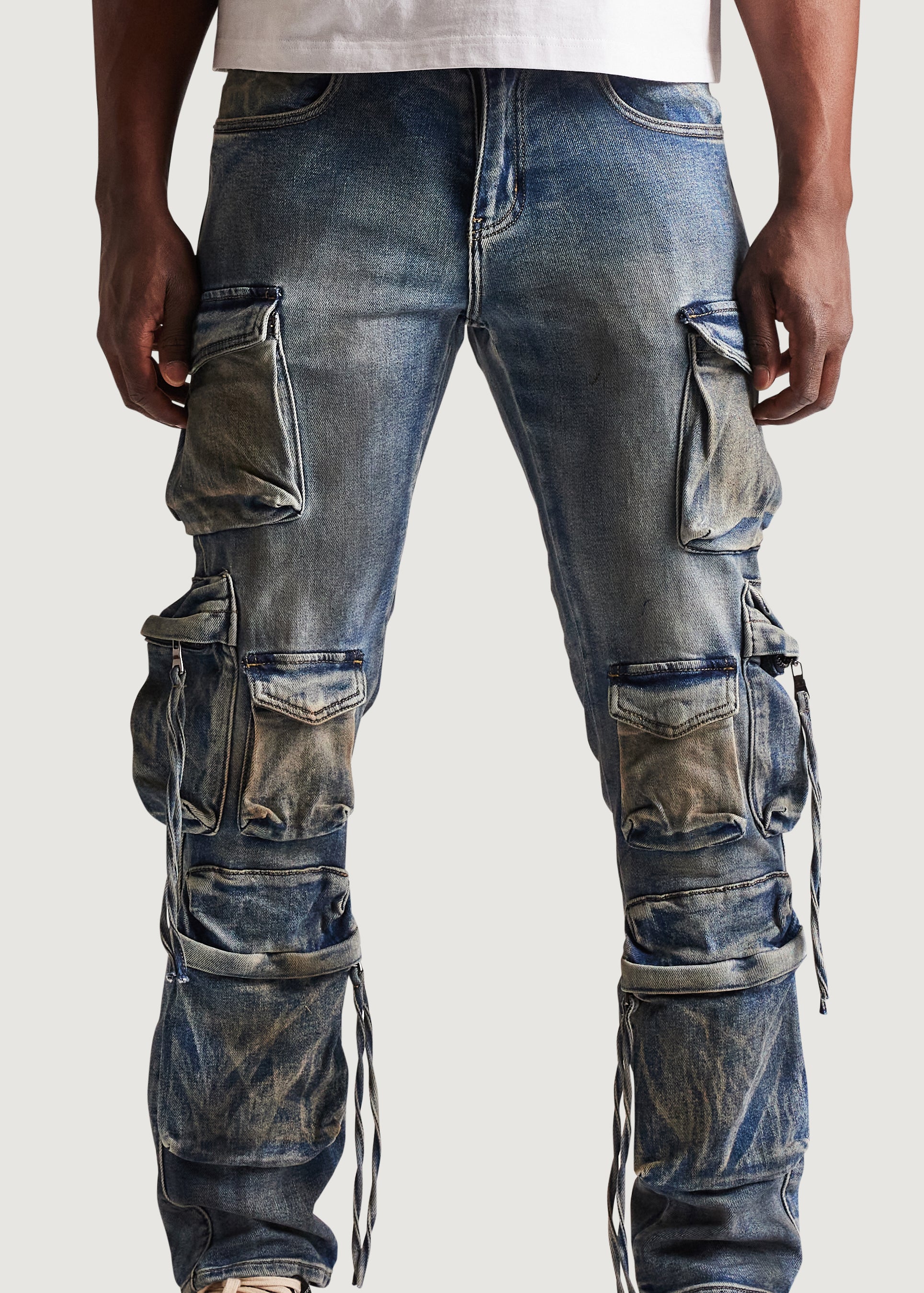 Squadron Slim Straight Cargo Denim (Dirty Indigo) - Image 4