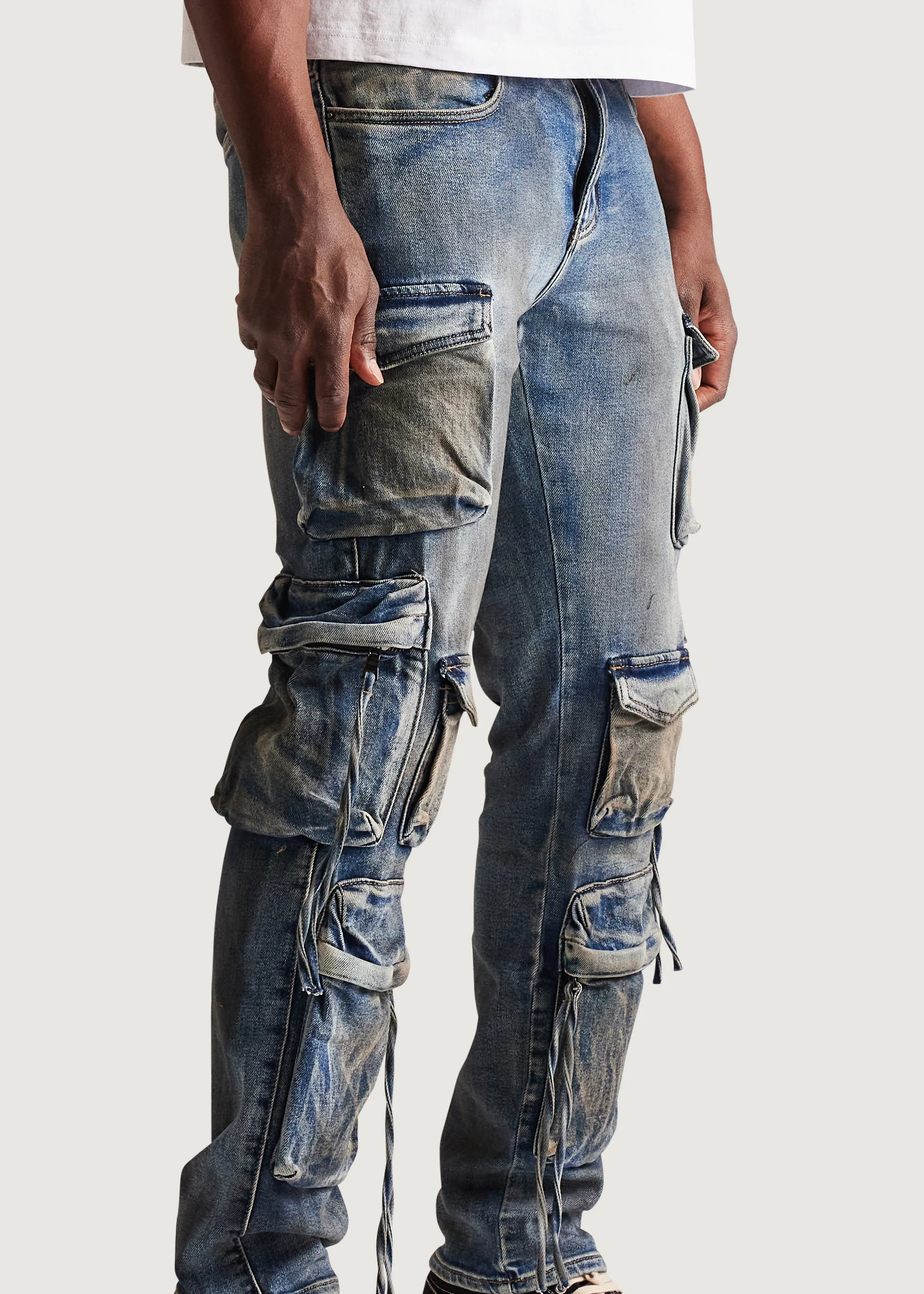 Squadron Slim Straight Cargo Denim (Dirty Indigo) - Image 6